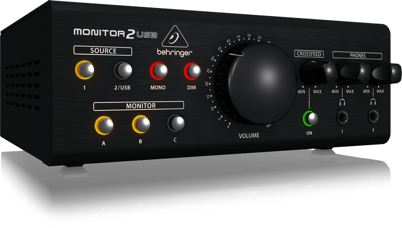 BEHRINGER MONITOR-2-USB MONITORAGGIO SPEAKER VCA 2 STEREO IN 3 OUT 2 MONITOR2USB PRE CUFFIE DIM MONO USB EX-DEMO - TechSoundSystem.com