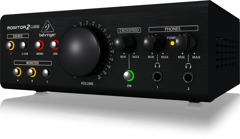 BEHRINGER MONITOR-2-USB MONITORAGGIO SPEAKER VCA 2 STEREO IN 3 OUT 2 MONITOR2USB PRE CUFFIE DIM MONO USB - TechSoundSystem.com