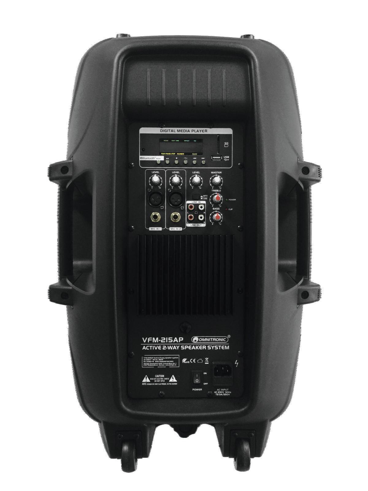 OMNITRONIC VFM 215 AP CASSA ATTIVA 150W 15" + PLAYER MP3 USB / SD / BLUETOOTH INTEGRATO - TechSoundSystem.com