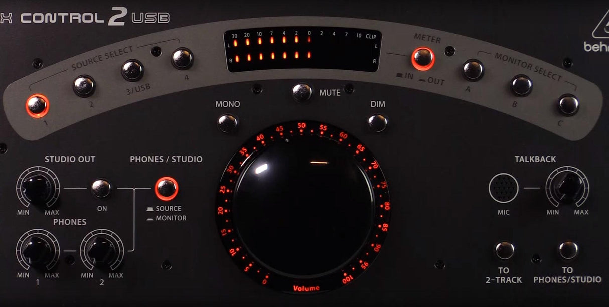 BEHRINGER XENYX CONTROL2-USB MIXER MONITOR INTERFACCIA AUDIO USB CONTROL 2 TWO MANOPOLA ILLUMINATA - TechSoundSystem.com