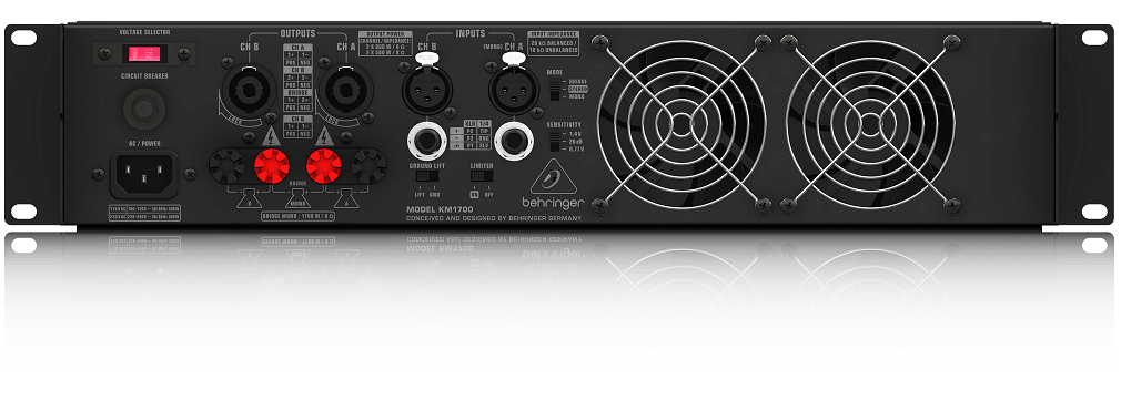 BEHRINGER KM1700 AMPLIFICATORE FINALE DI POTENZA PROFESSIONALE DI 1700 WATT 8 OHM BRIDGE 2 X 500W STEREO 2 X 800W 4 OHM - TechSoundSystem.com