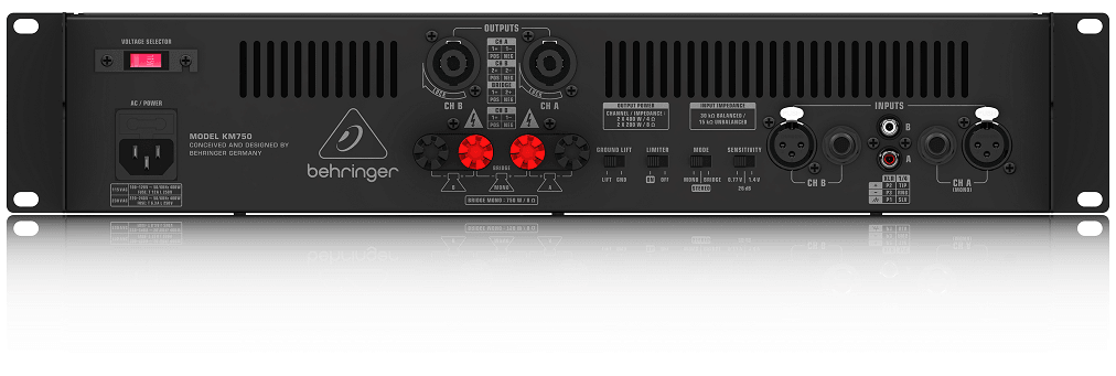BEHRINGER KM750 AMPLIFICATORE FINALE DI POTENZA PROFESSIONALE DA 750 WATT 8 OHM BRIDGE 2 X 200W STEREO 2 X 400W 4 OHM - TechSoundSystem.com