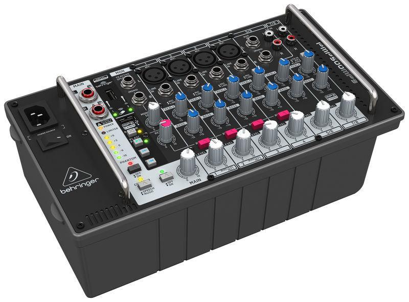 BEHRINGER PMP500MP3 EUROPORT MIXER AMPLIFICATO 8 CANALI EFFETTI FBQ 500 WATT 4 MIC XLR IN + 2 STEREO - TechSoundSystem.com