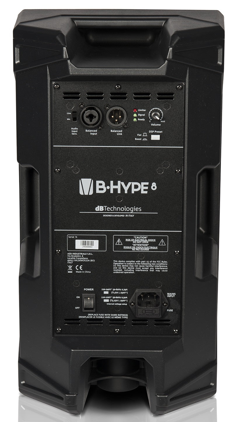 DB TECHNOLOGIES B-HYPE 8 CASSA ATTIVA 2 VIE 260W WOOFER 8" TWEETER 1" EX-DEMO - TechSoundSystem.com