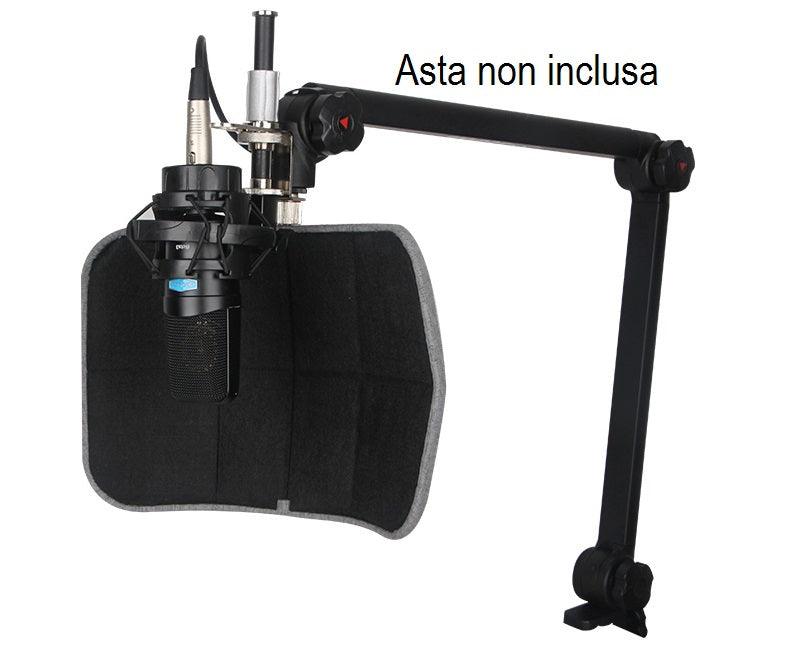 ALCTRON PF52 BLACK SCHERMO ANTI RIFLESSIONI E SUPPORTO MICROFONI DA STUDIO DA TAVOLO SCRIVANIA REGOLABILE - TechSoundSystem.com