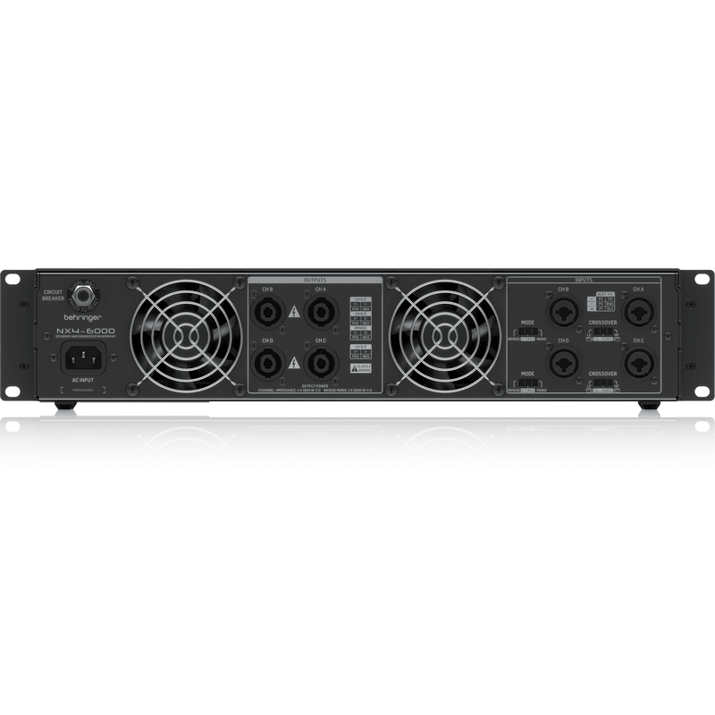 BEHRINGER NX4-6000 FINALE DI POTENZA 4 x 1600 WATT 4 CANALI CON COMPENSAZIONE AUTOMATICA DELL' IMPEDENZA EX-DEMO - TechSoundSystem.com