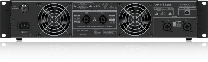 BEHRINGER NX6000D FINALE DI POTENZA 6000 WATT 2 CANALI CON COMPENSAZIONE AUTOMATICA DELL' IMPEDENZA + DSP - TechSoundSystem.com