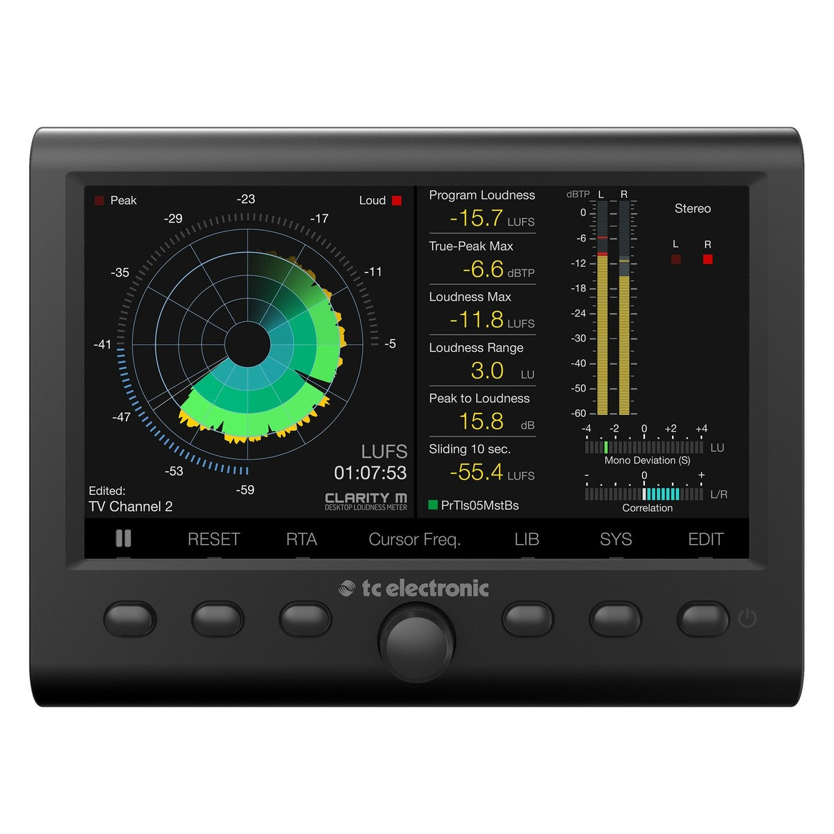TC ELECTRONIC CLARITY M DESKTOP AUDIO METER MISURATORE DI LIVELLO STEREO O 5.1 DISPLAY HD 7" - TechSoundSystem.com