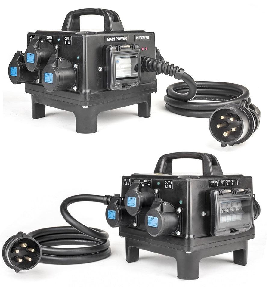 POWERBOX TARTARUGA QUALITA' GOMMA BUTILICA VULCANIZZATA SPINA 32A 5P 6 PRESE CEE 16A 3P SPIE RETE DOPPIA PROTEZIONE RCCB 40A + 6 MCB - TechSoundSystem.com