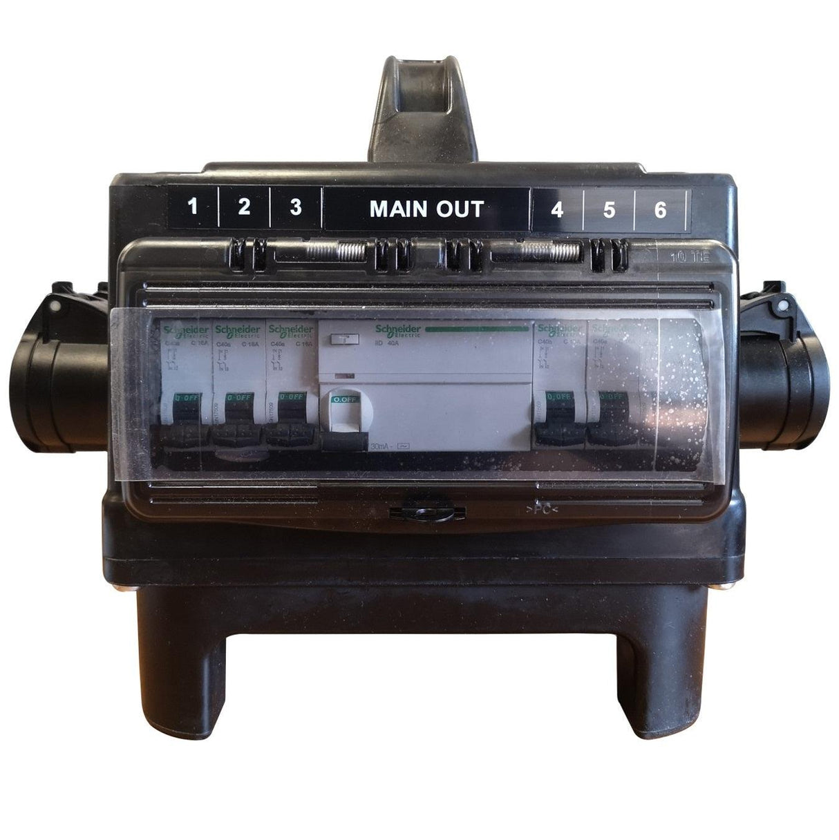 POWERBOX TARTARUGA GOMMA BUTILICA VULCANIZZATA SPINA PANNELLO 32A 5P 6 PRESE CEE 16A 3P SPIE RETE DOPPIA PROTEZIONE RCCB 40A + 6 MCB - TechSoundSystem.com