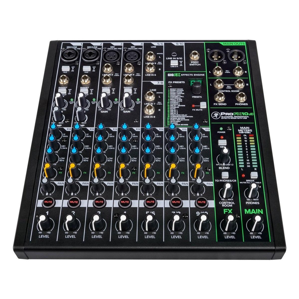MACKIE PROFX10 V3 MIXER 4 INGRESSI MICROFONICI + 3 STEREO CON EQ 3 BANDE 2 COMPRESSORI E CONNETTIVITA' USB - TechSoundSystem.com