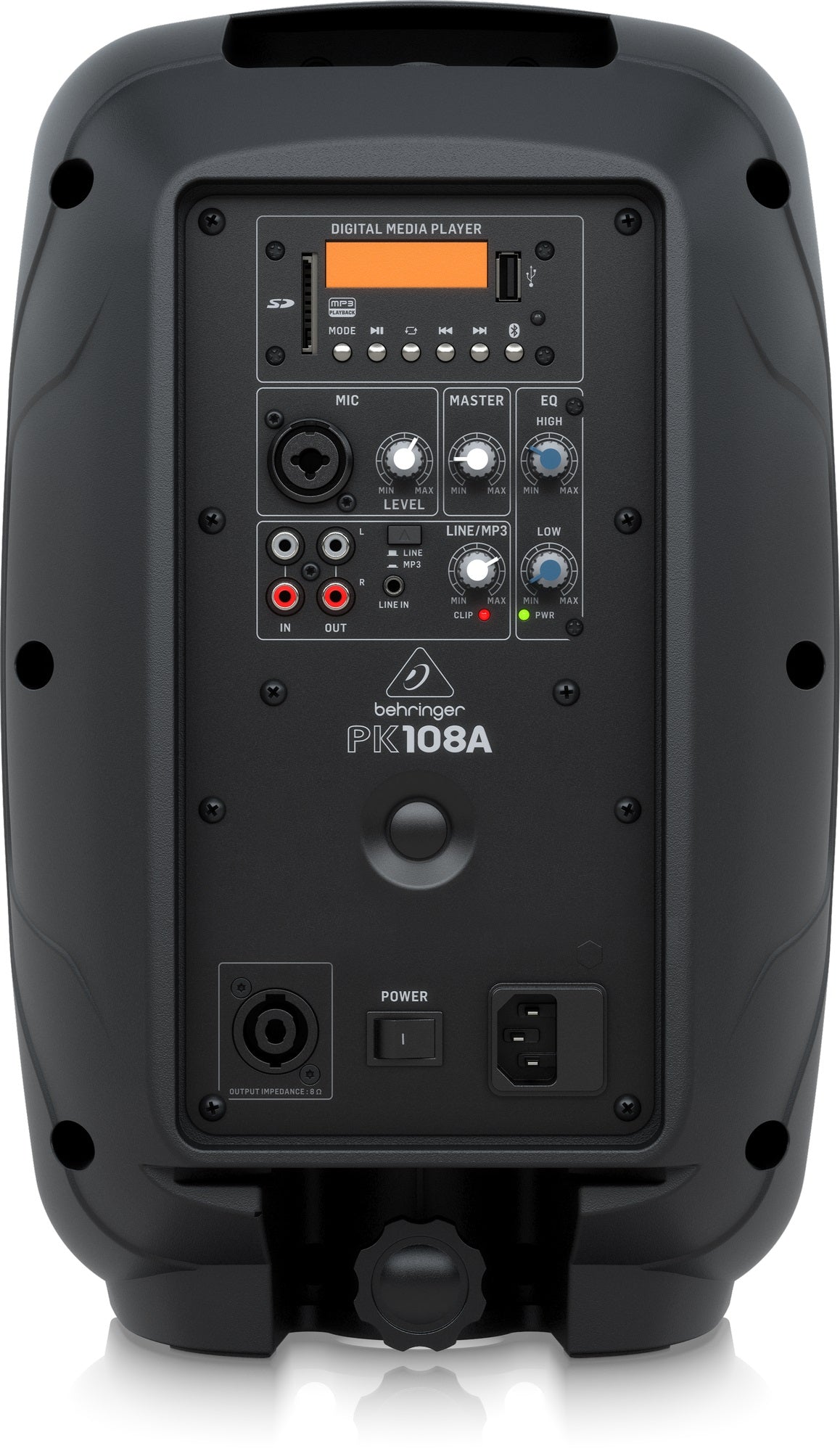 BEHRINGER PK108A CASSA ATTIVA 250W WOOFER 8" MIXER E PLAYER USB SD BLUETOOTH - TechSoundSystem.com