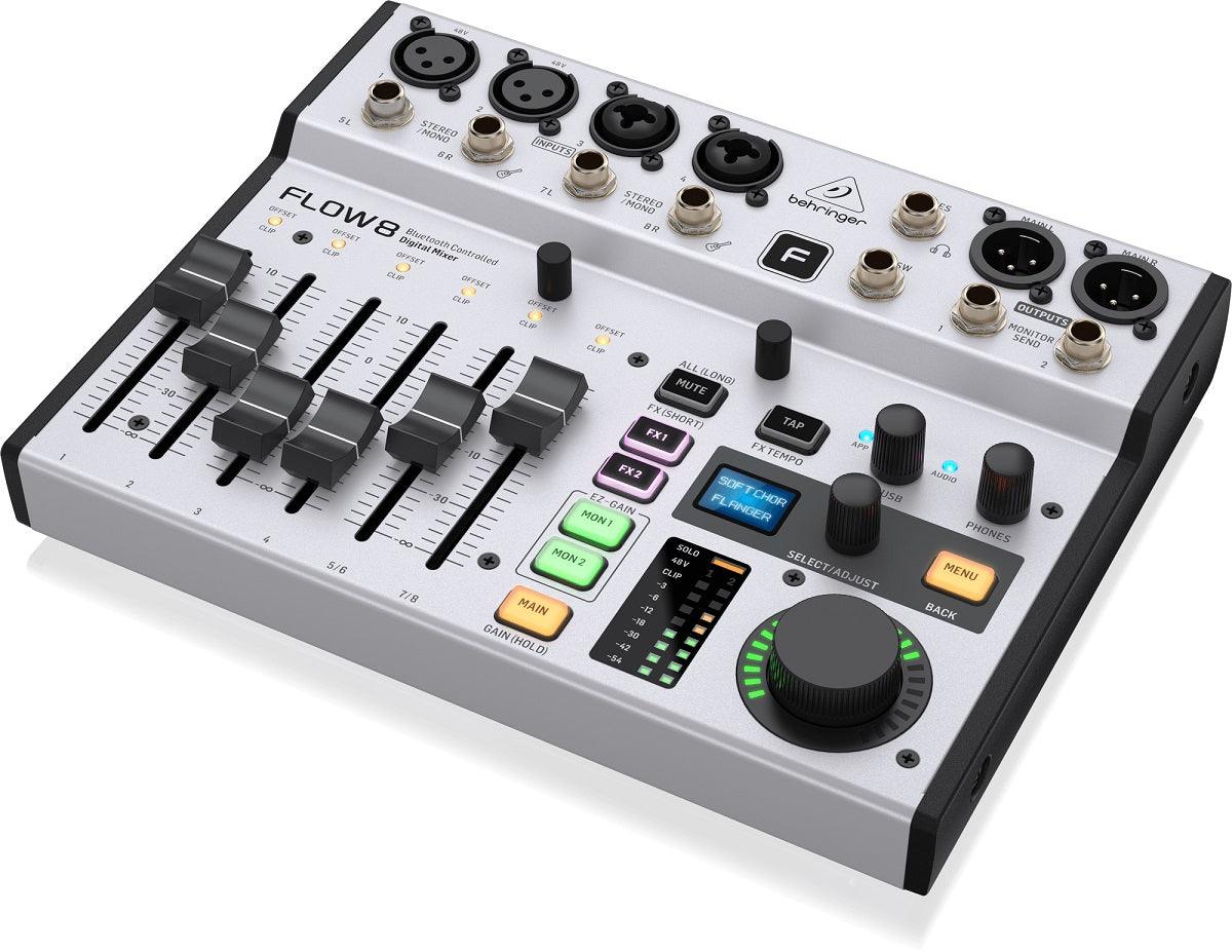 BEHRINGER FLOW 8 MIXER DIGITALE 8 INGRESSI AUDIO BLUETOOTH CONTROLLO APP 2 PROCESSORI EFFETTI USB - TechSoundSystem.com