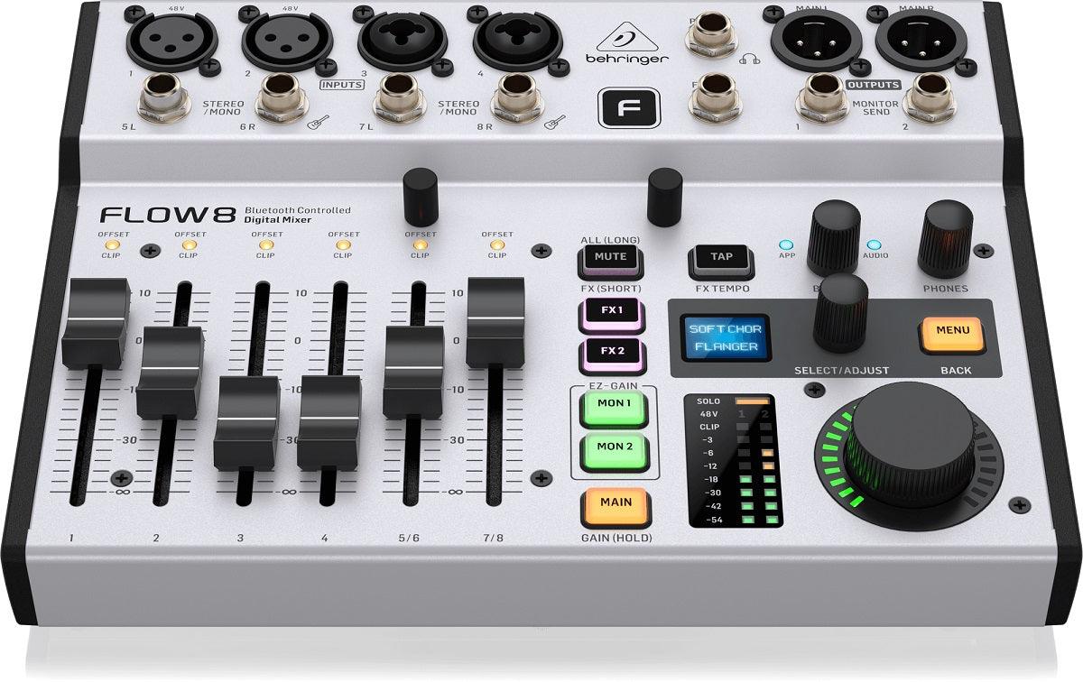 BEHRINGER FLOW 8 MIXER DIGITALE 8 INGRESSI AUDIO BLUETOOTH CONTROLLO APP 2 PROCESSORI EFFETTI USB - TechSoundSystem.com