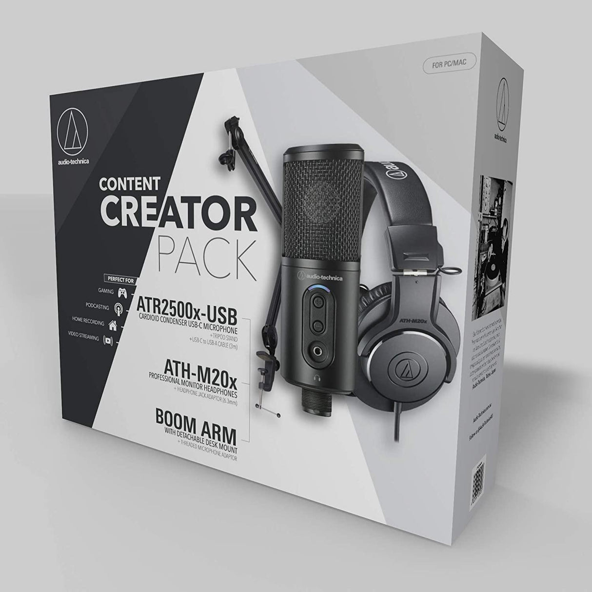 AUDIO-TECHNICA CREATOR PACK MICROFONO STUDIO ATR2500X-USB CUFFIA ATH-M20X BUNDLE - TechSoundSystem.com