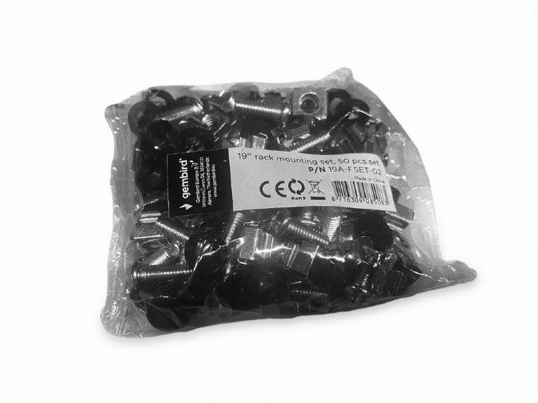 GEMBIRD 19A-FSET-02 SETI DI 50 VITI M6 DA RACK CON DADO A GABBIA E RONDELLA - TechSoundSystem.com