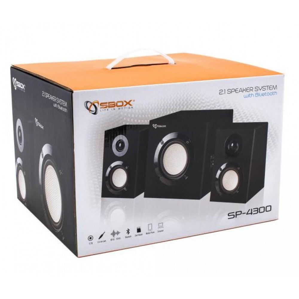 SBOX SP-4300 IMPIANTO AUDIO 2.1 SUBWOOFER E CASSE BLUETOOTH CON LETTORE USB TF SD - TechSoundSystem.com