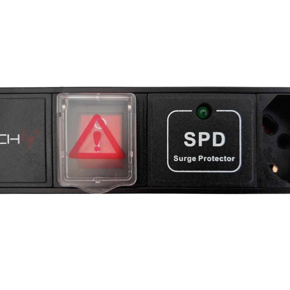 TECHLY I-CASE STRIP-71U MULTIPRESA DA 1U RACK LIMITATORE DA SOVRATENSIONI 7 PRESE UNEL PULSANTE LUMINOSO E COVER - TechSoundSystem.com