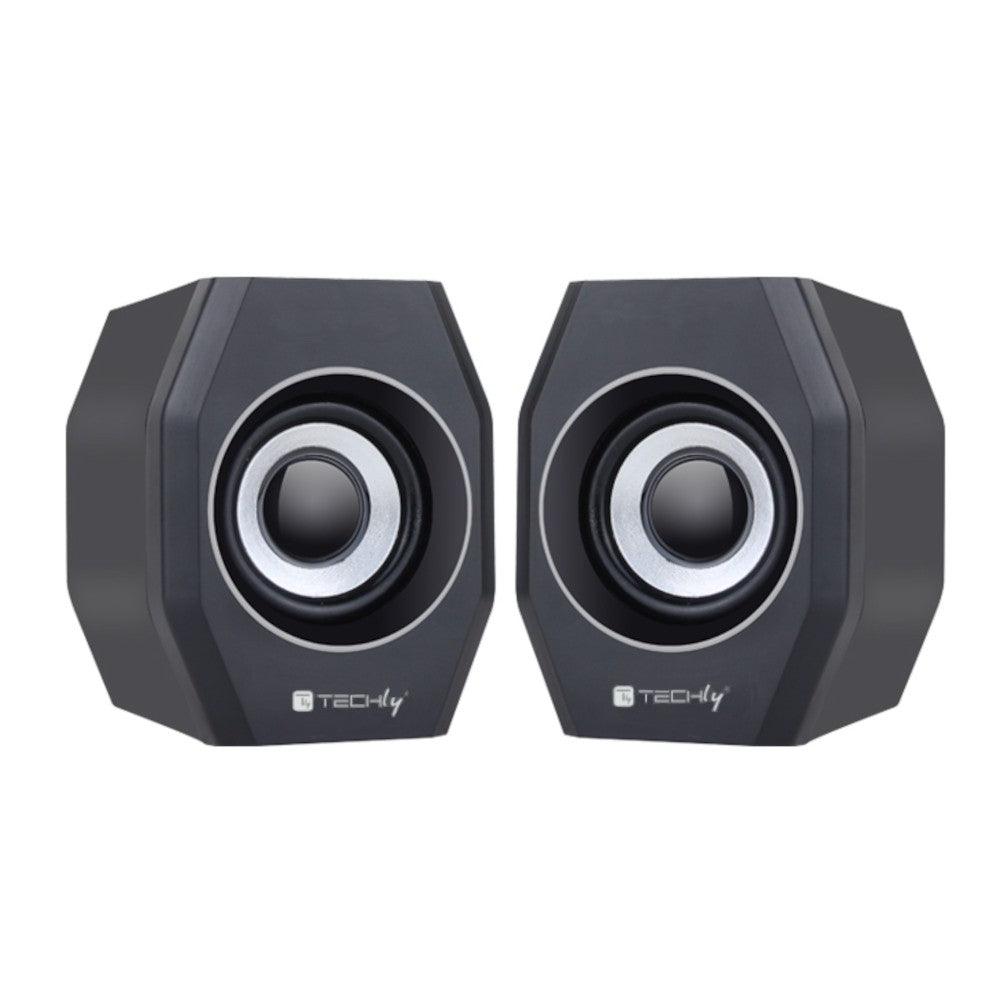 TECHLY ICC SP-320STY COPPIA CASSE USB 2.0 E JACK 3.5MM CON CONTROLLO VOLUME - TechSoundSystem.com