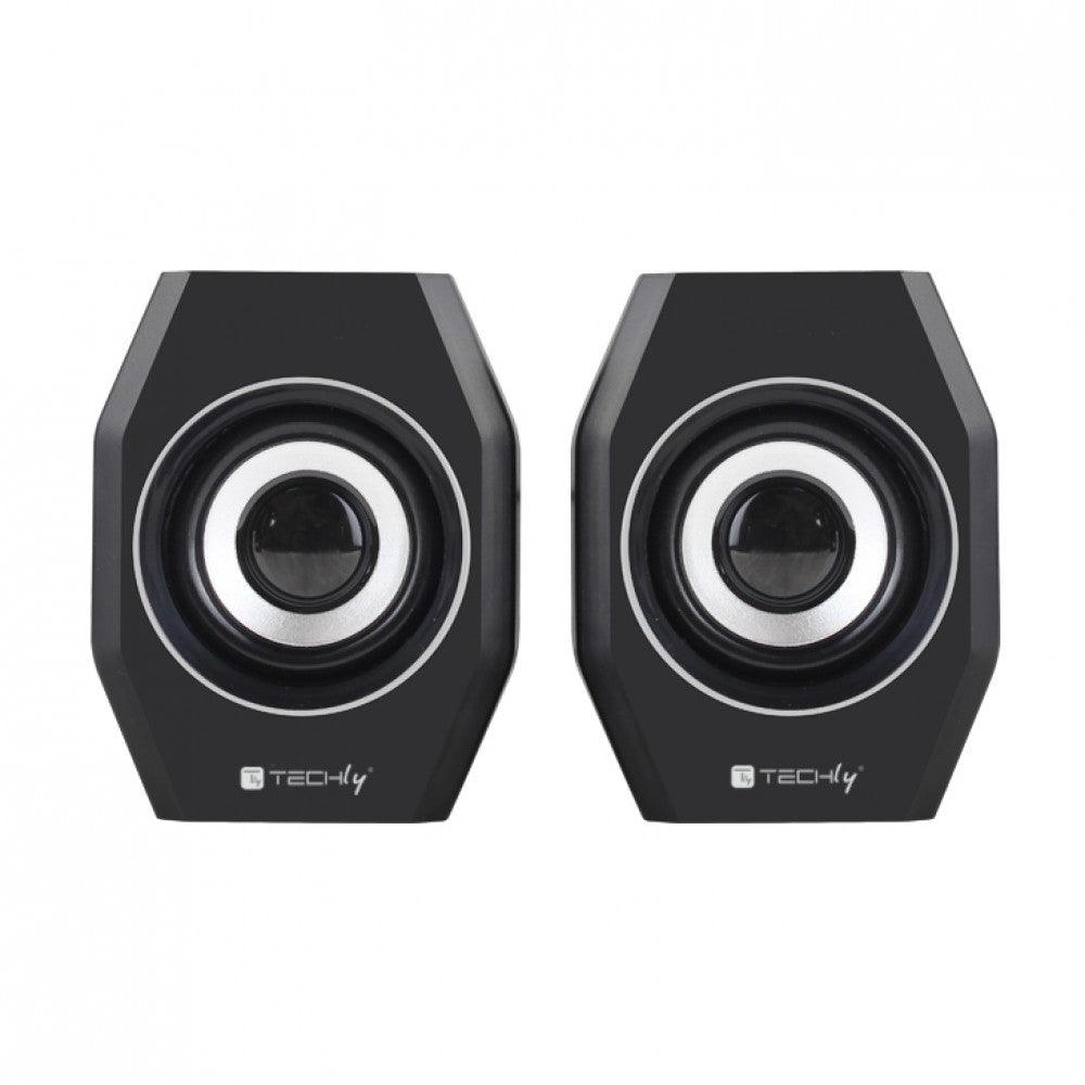 TECHLY ICC SP-320STY COPPIA CASSE USB 2.0 E JACK 3.5MM CON CONTROLLO VOLUME - TechSoundSystem.com