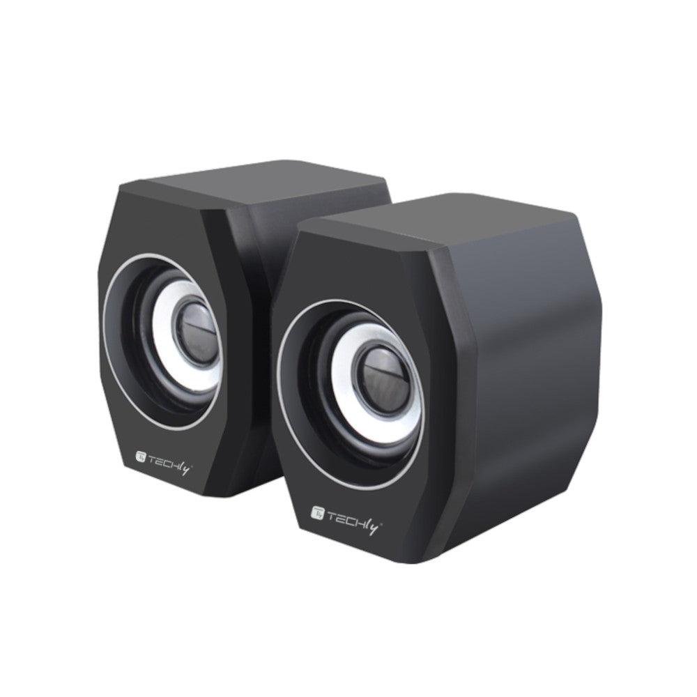 TECHLY ICC SP-320STY COPPIA CASSE USB 2.0 E JACK 3.5MM CON CONTROLLO VOLUME - TechSoundSystem.com