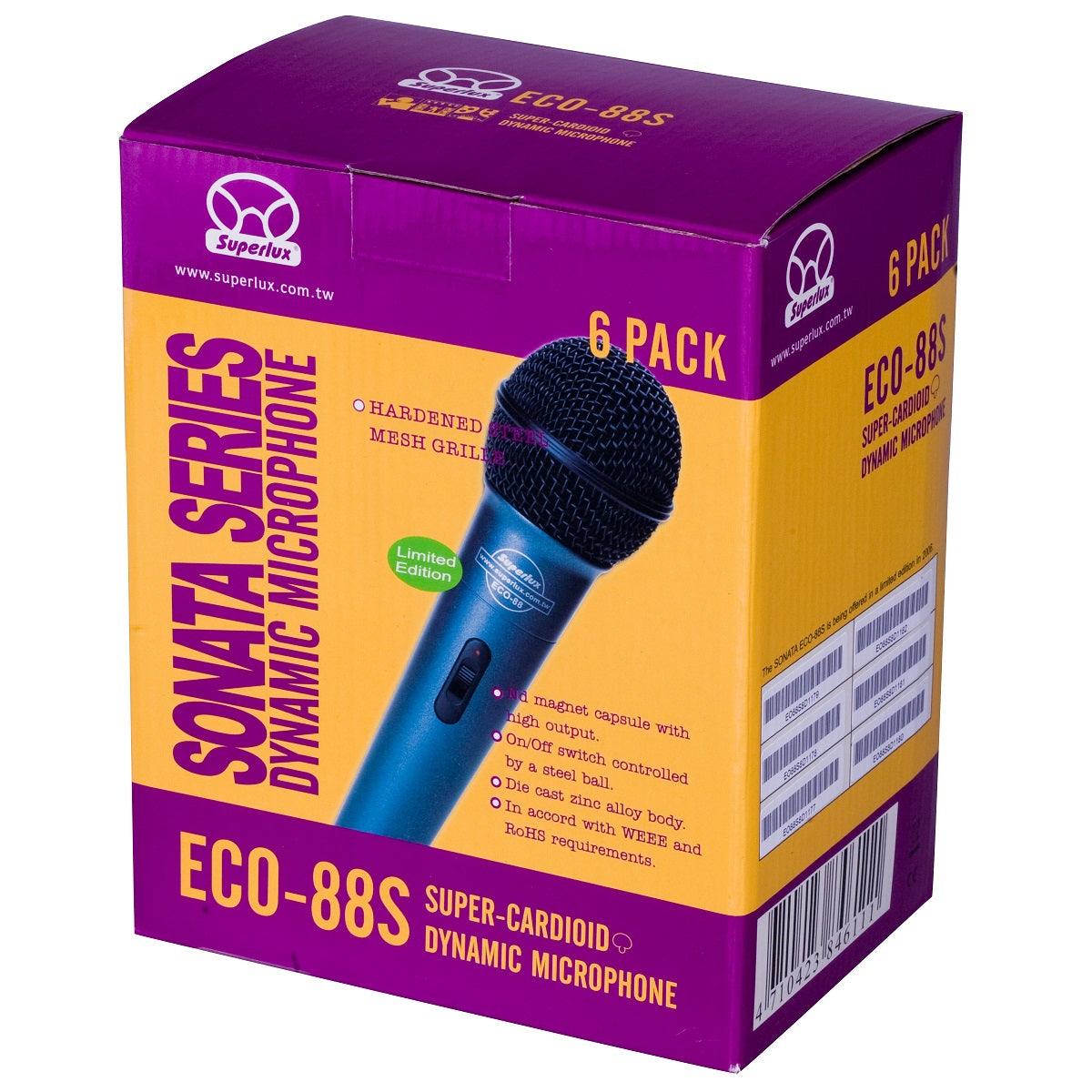 SUPERLUX ECO88S SET 6 MICROFONI DINAMICI PER VOCE CON INTERRUTTORE BORSETTA E CLAMP - TechSoundSystem.com