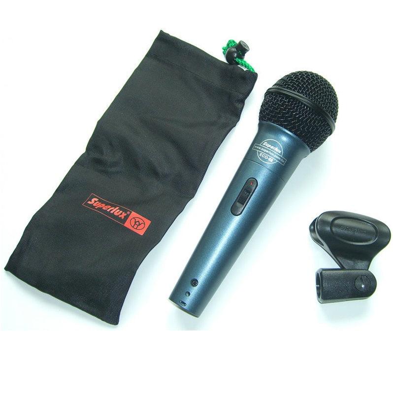 SUPERLUX ECO88S SET 6 MICROFONI DINAMICI PER VOCE CON INTERRUTTORE BORSETTA E CLAMP - TechSoundSystem.com