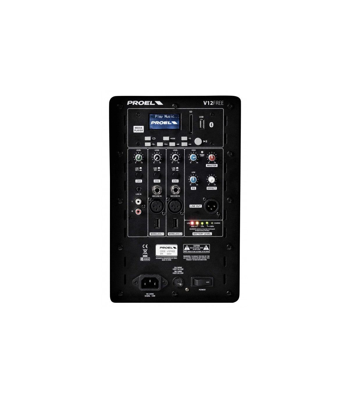 PROEL V12FREE CASSA PORTATILE A BATTERIA 12'' 400WATT USB MP3 BLUETOOTH - TechSoundSystem.com