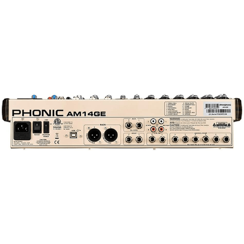 PHONIC AM14GE GOLD EDITION MIXER COMPATTO 12 CANALI CON BLUETOOTH REGISTRATORE E INTERFACCIA USB - TechSoundSystem.com