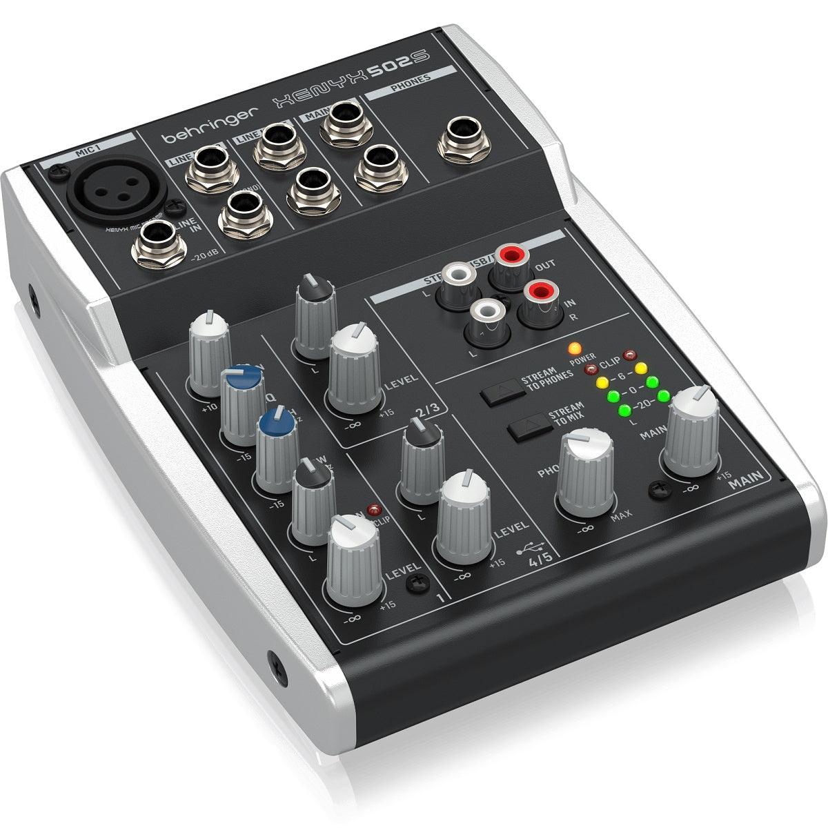 BEHRINGER XENYX 502S MIXER 5 INGRESSI CON INTERFACCIA STREAMING USB EX-DEMO - TechSoundSystem.com