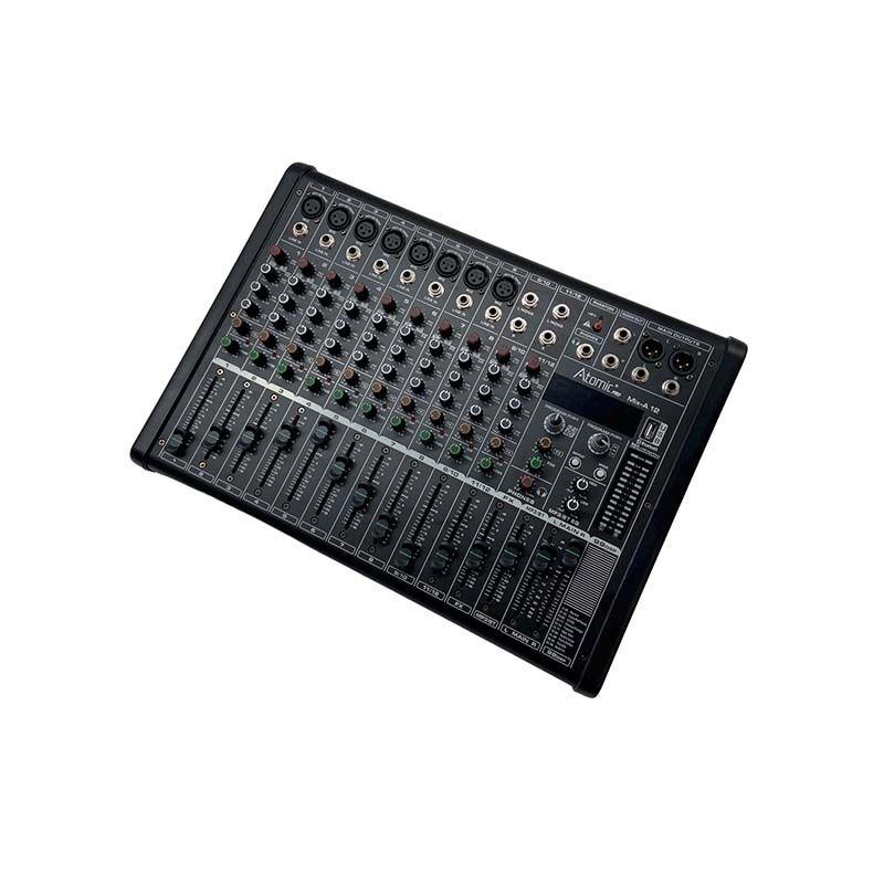 ATOMIC MIX-A 12 MIXER 8 CANALI MONO 2 STEREO 99 EFFETTI USB BLUETOOTH - TechSoundSystem.com