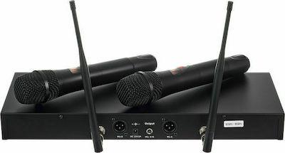 SUPERLUX UK82 DOPPIO RADIOMICROFONO PALMARE WIRELESS UHF CON UNICO RICEVITORE 1 UNITA' RACK - TechSoundSystem.com