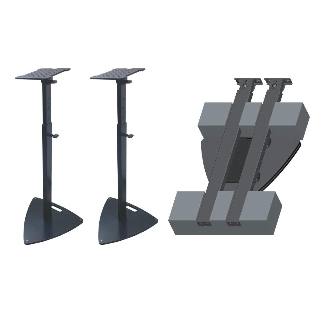 EXTREME SS072 COPPIA SUPPORTI CASSE MONITOR STUDIO STAND CON INCLINAZIONE E ALTEZZA REGOLABILE BASE TRIANGOLARE - TechSoundSystem.com