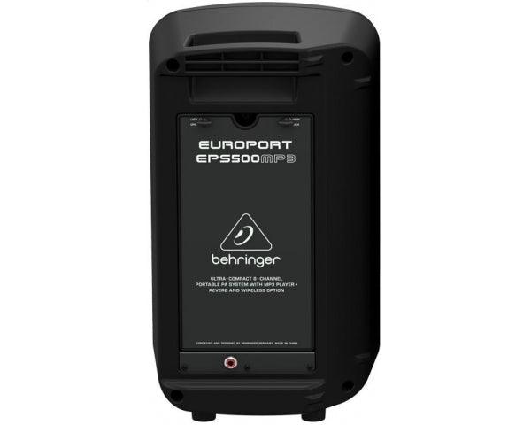 BEHRINGER EPS500MP3 IMPIANTO AUDIO 2 CASSE 500 WATT + MIXER 8 CANALI INTEGRATO CON LETTORE MP3/USB E WIRELESS READY - TechSoundSystem.com