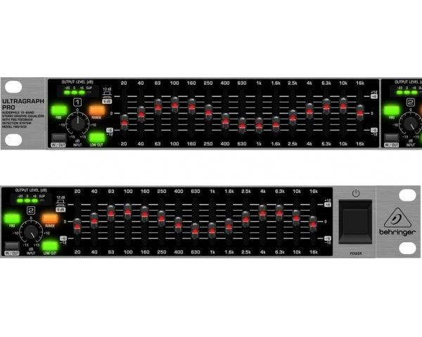 BEHRINGER FBQ1502HD ULTRAGRAPH PRO EQUALIZZATORE GRAFICO 15 BANDE STEREO RILEVATORE DI FEEDBACK - TechSoundSystem.com