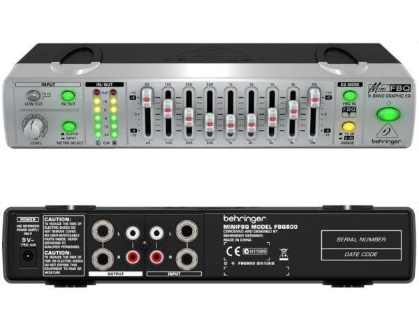 BEHRINGER FBQ800 V2 MINIFBQ EQUALIZZATORE GRAFICO 9 BANDE CON ANTIFEEDBACK - TechSoundSystem.com