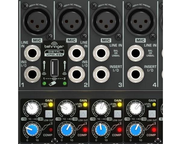 BEHRINGER XENYX QX1222-USB MIXER 16 INGRESSI 4 COMPRESSORI 4 BUS EFFETTI KLARK TEKNIK INTERFACCIA USB WIRELESS READY +48V - TechSoundSystem.com