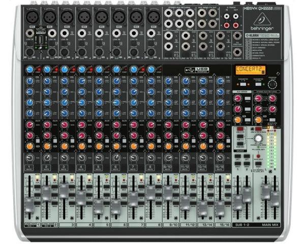 BEHRINGER XENYX QX2222-USB MIXER USB 22 INGRESSI 8 COMPRESSORI 2 BUS EFFETTI KLARK TEKNIK WIRELESS READY +48V - TechSoundSystem.com