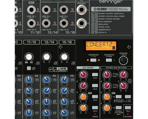BEHRINGER XENYX QX2442USB MIXER 24 INGRESSI 8 COMPRESSORI EFFETTI KLARK TEKNIK WIRELESS READY INTERFACCIA AUDIO USB SOFTWARE - TechSoundSystem.com