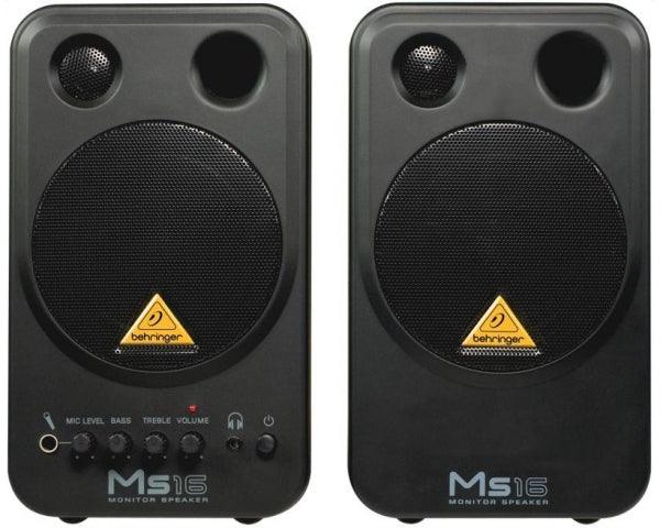 BEHRINGER MS16 COPPIA DI MONITOR SPEAKER ATTIVI 16 WATT + CAVI AUDIO - TechSoundSystem.com