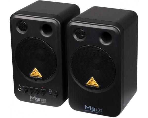 BEHRINGER MS16 COPPIA DI MONITOR SPEAKER ATTIVI 16 WATT + CAVI AUDIO - TechSoundSystem.com