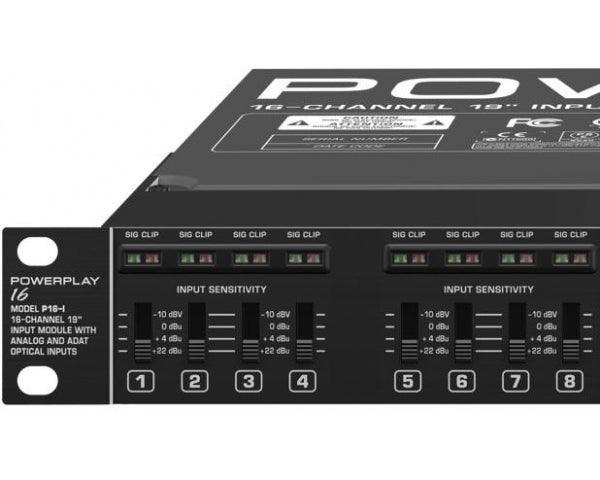 BEHRINGER P16I POWERPLAY MODULO INGRESSO 16 CANALI ANALOGICI 2X8 OTTICI/ADAT 16X P16M ETHERNET CAT5 RJ45 - TechSoundSystem.com