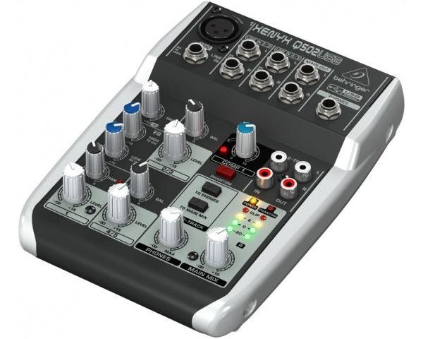 BEHRINGER XENYX Q502-USB MIXER COMPRESSORE USB PHANTOM POWER +15V - TechSoundSystem.com