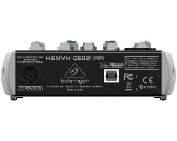 BEHRINGER XENYX Q502-USB MIXER COMPRESSORE USB PHANTOM POWER +15V - TechSoundSystem.com