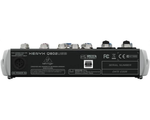 BEHRINGER XENYX Q802-USB MIXER 8 INGRESSI +48V + INTERFACCIA AUDIO USB + SOFTWARE GRATUITO - TechSoundSystem.com