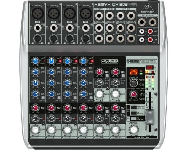 BEHRINGER QX1202USB MIXER 12 INGRESSI 4 COMPRESSORI EFFETTI KLARK TEKNIK PHANTOM POWER +48V INTERFACCIA AUDIO USB - TechSoundSystem.com