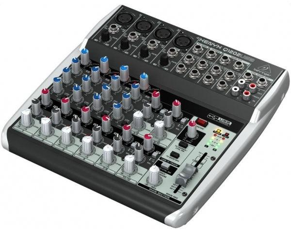 BEHRINGER Q1202USB MIXER 12 INGRESSI 4 COMPRESSORI USB PHANTOM +48V 2 BUS - TechSoundSystem.com