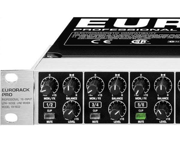 BEHRINGER RX1602 EURORACK MIXER DI LINEA PASSIVO 16 INGRESSI A RACK 2 CANALI USCITA RX-1602 - TechSoundSystem.com