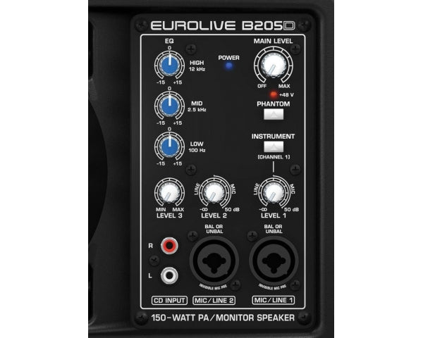 BEHRINGER B205D EUROLIVE SPEAKER WOOFER 5,25" 150 WATT CASSA MONITOR CON MIXER - TechSoundSystem.com