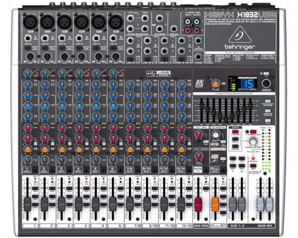 BEHRINGER XENYX X1832-USB MIXER PASSIVO 18 INGRESSI EFFETTI 24 BIT 6 COMPRESSORI EQ 9 BANDE + INTERFACCIA AUDIO USB - TechSoundSystem.com